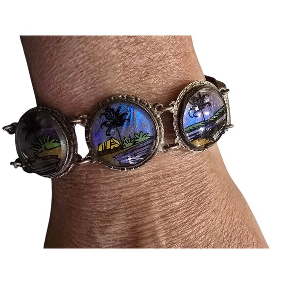 Vintage Butterfly Wing Made in Brazil Panel Bracelet (A8672) - Picture 2 of 8